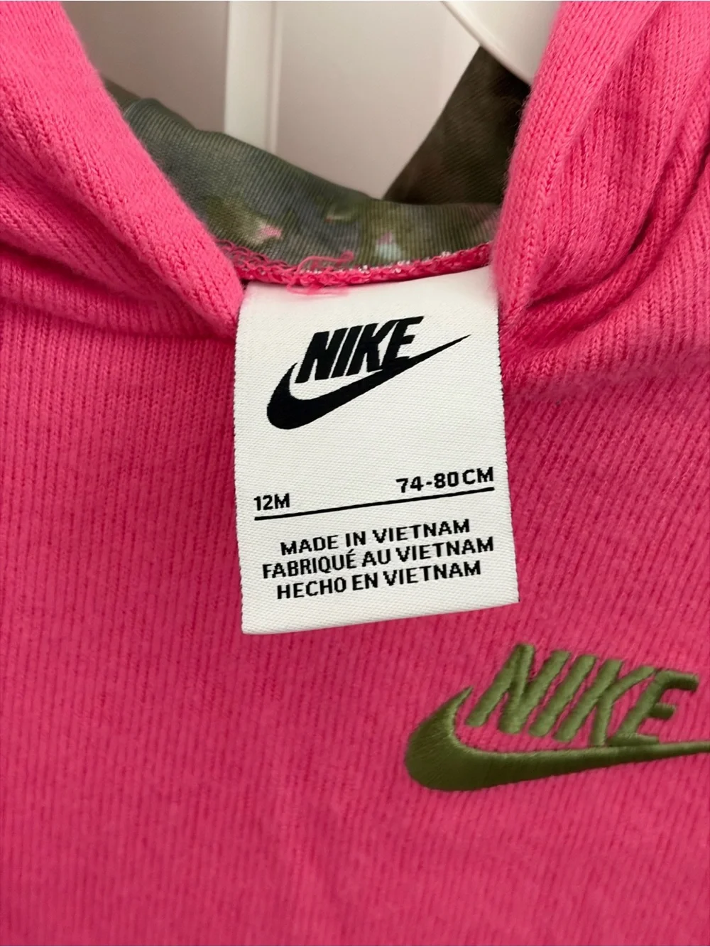 Nike Kids Hot Pink Hooded Pullover with Green Logo